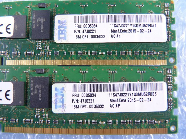 1MLQ // 8GB 2枚セット 計16GB DDR3-1866 PC3-14900R Registered RDIMM 1Rx4 MT18JSF1G72PZ-1G9E1HF 00D5034 47J0221 // IBM x3650 M4 取外_画像3