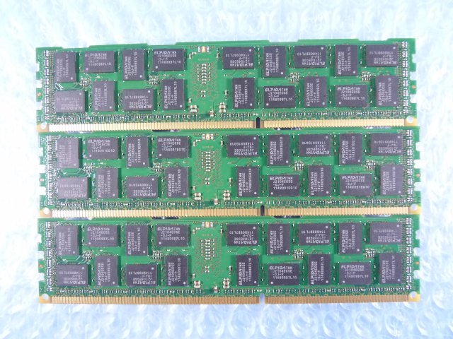 1MNS // 8GB 3枚セット 計24GB DDR3-1333 PC3L-10600R Registered RDIMM 2Rx4 EBJ81RF4ECFA-DJ-F 49Y1415 47J0136 /// IBM x3755 M3 取外