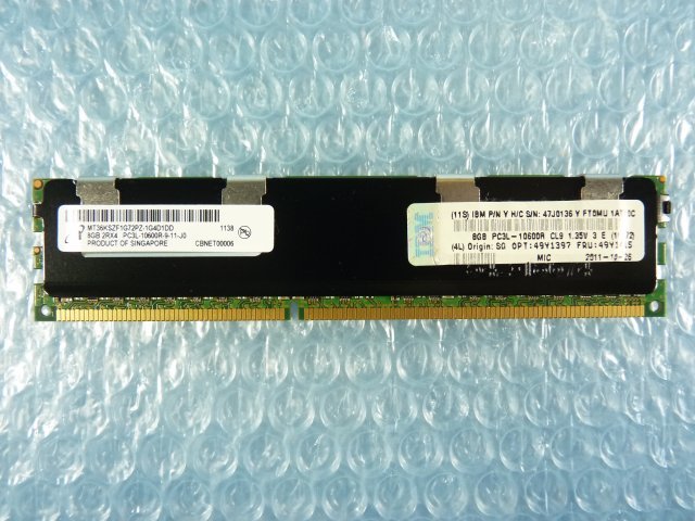 1MNW // 8GB DDR3-1333 PC3L-10600R Registered RDIMM 2Rx4 MT36KSF1G72PZ-1G4D1DD 49Y1415 47J0136 // IBM System x3755 M3 取外_画像1