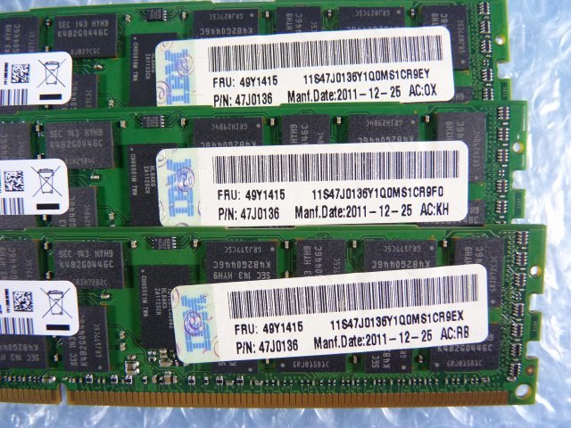 1MOD // 8GB 12枚セット 計96GB DDR3-1333 PC3L-10600R Registered RDIMM 2Rx4 M393B1K70CH0-YH9 49Y1415 47J0136 // IBM x3755 M3 取外の画像8