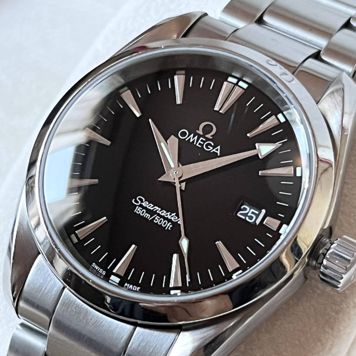 オメガ シーマスターアクアテラ150M クォーツ36mm ブラック文字盤
