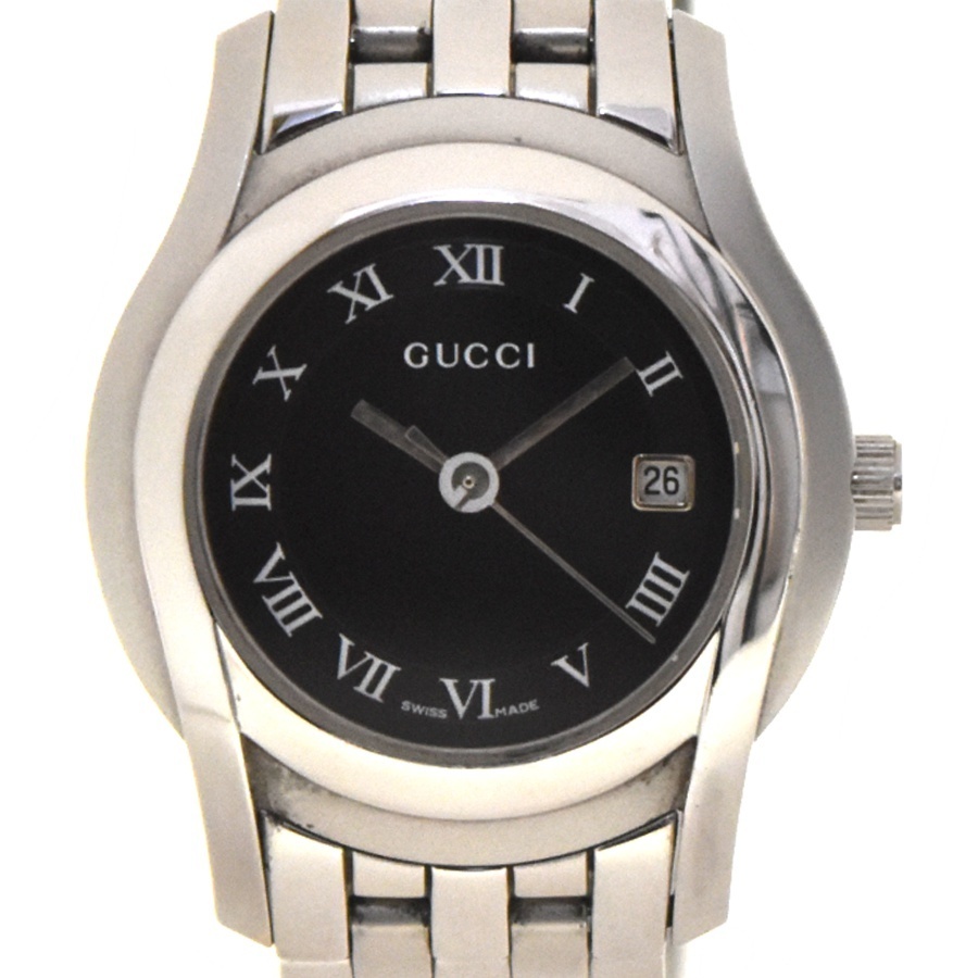グッチ Gクラス レディース腕時計 クオーツ SS シルバー×ブラック文字盤 5500L(YA055503) GUCCI_画像2