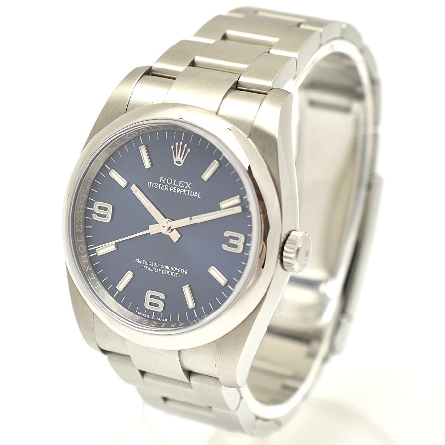 ロレックス メンズ腕時計 オイスターパーペチュアル 自動巻き SS シルバー×ブルー文字盤 116000 ランダム ROLEX_画像3