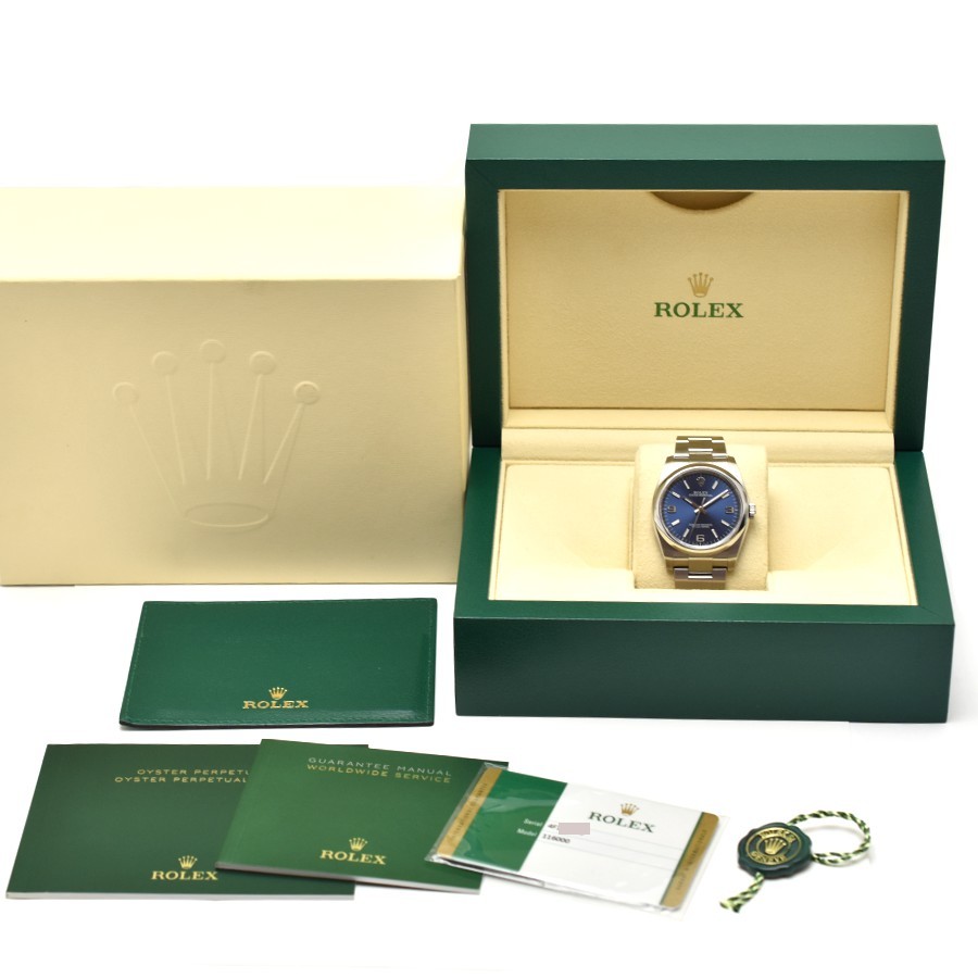 ロレックス メンズ腕時計 オイスターパーペチュアル 自動巻き SS シルバー×ブルー文字盤 116000 ランダム ROLEX_画像8