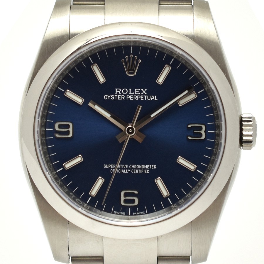  Rolex men's wristwatch oyster Perpetual self-winding watch SS silver × blue face 116000 Random ROLEX