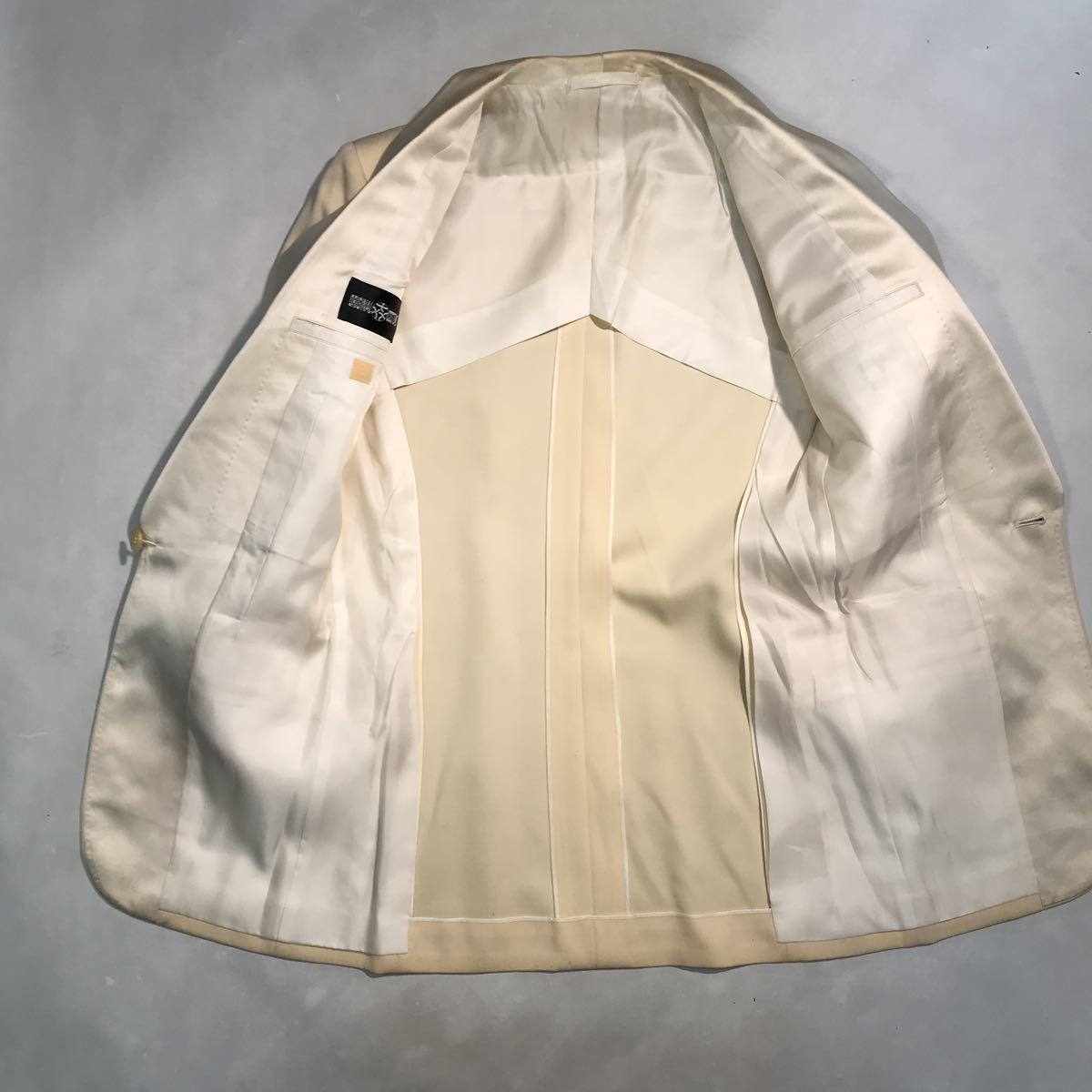新品B品激安original costumeショールカラータキシードジャケットサイズL クリームホワイトカラー　ビンテージ　ウール100%日本製