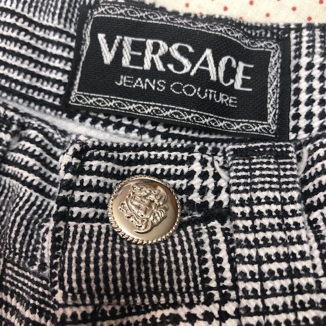 80s～90s VERSACE イタリア製　グレンチェックデニムパンツ 27 41 オールド ヴィンテージ ヴェルサーチ メデューサ　国内正規品 ●266_画像7