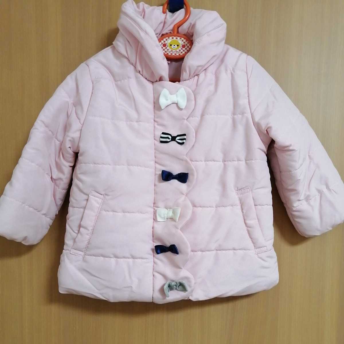 * пальто пуховик пуховик лента девочка ребенок одежда Kids ребенок baby симпатичный розовый 