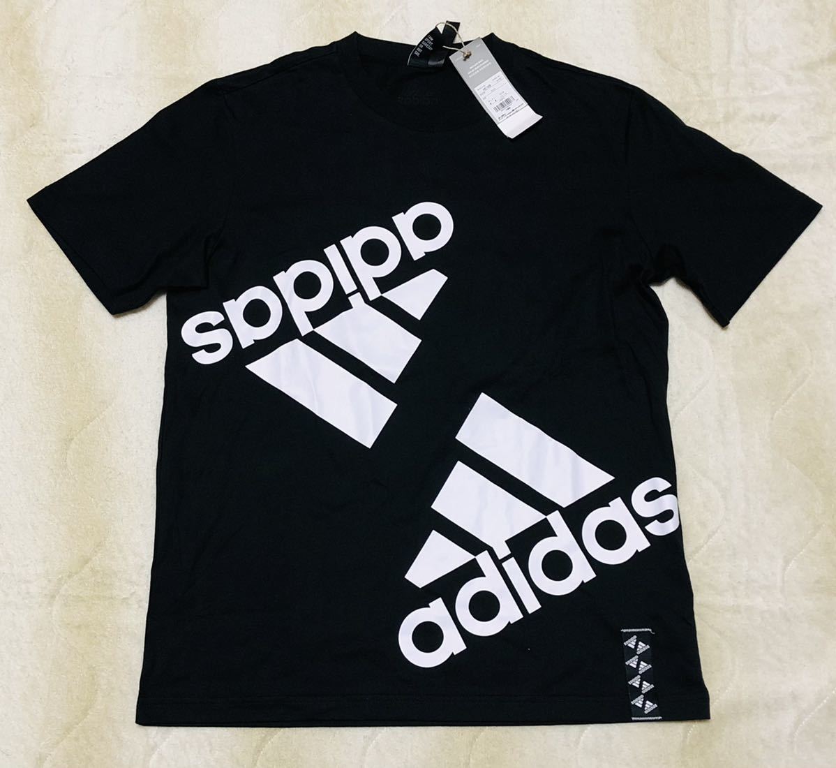 新品★adidas★アディダス ビッグロゴ 半袖 Tシャツ S 黒 HE7409_画像1