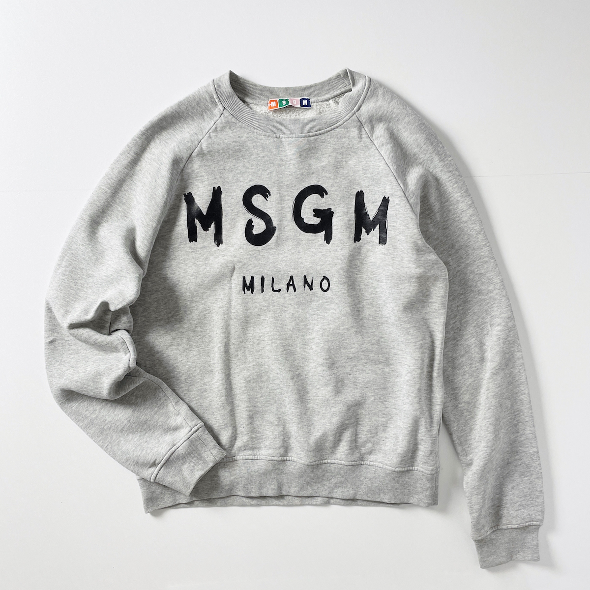 MSGM イタリア製 裏起毛 ビッグ ロゴ プリント スウェット 灰色 グレー 