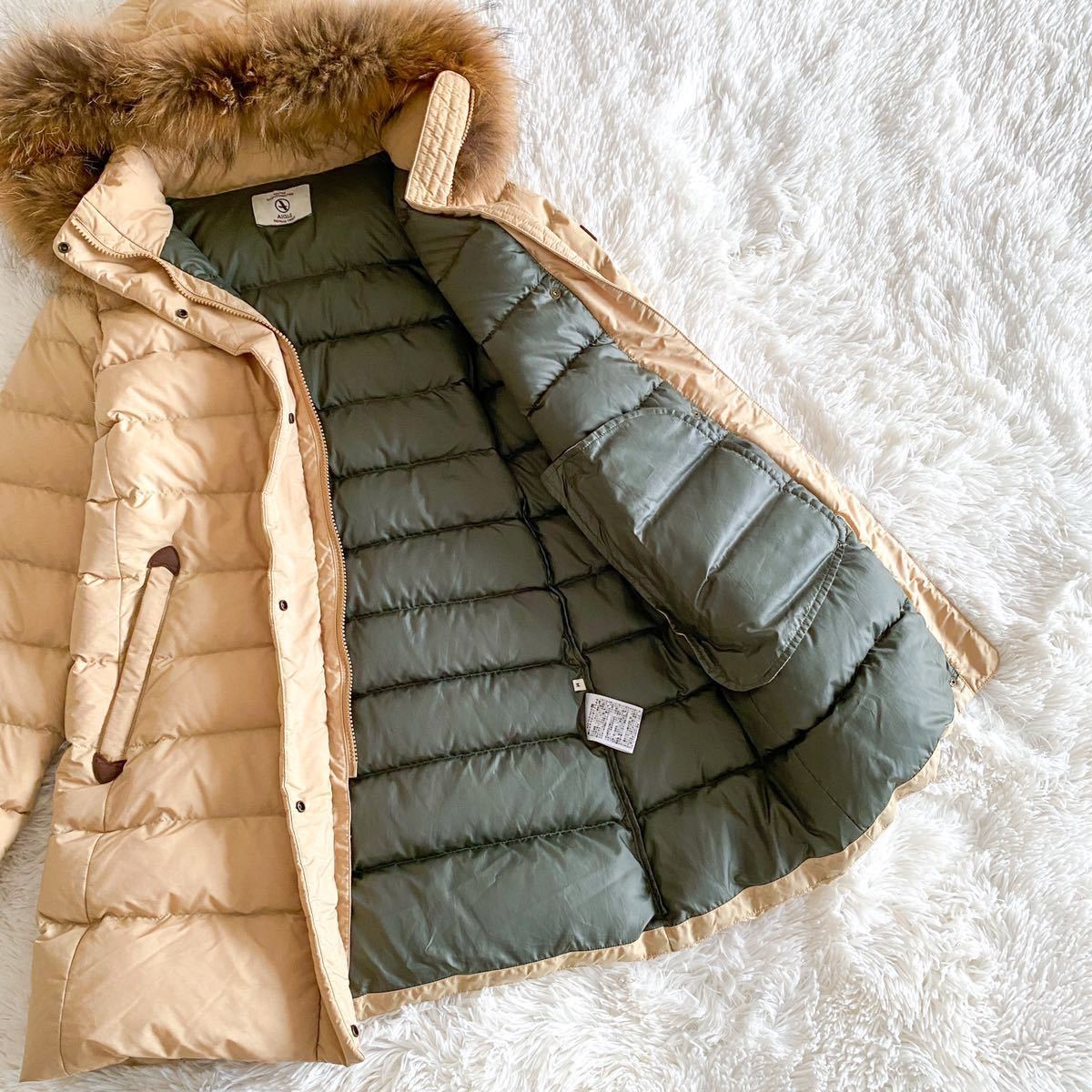 AIGLE(エーグル)ファー付きダウンコート ベージュ | negociosandando.com