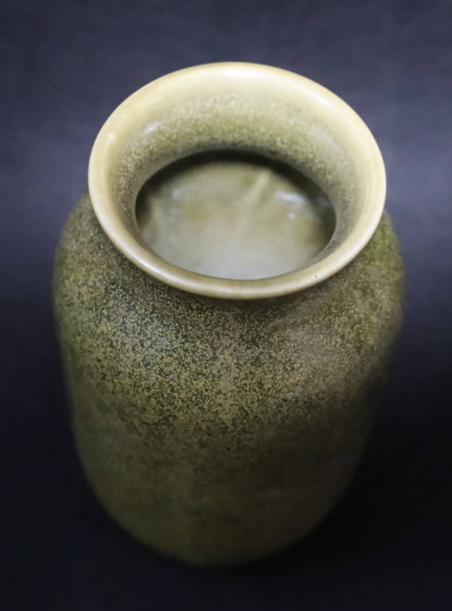 茶沫釉 茶釉筒型花器 陶磁器 花瓶 高さ15cm　口径7cm　底径6cm_画像5