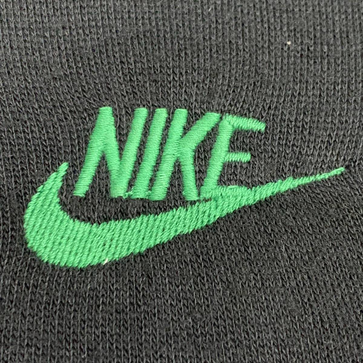 希少 NIKE (ナイキ) 80s イタリア製 ヴィンテージ 紺タグ OREGON USA アノラック型 ハーフジップ スウェット 黒白緑 L 古着 ジャージ