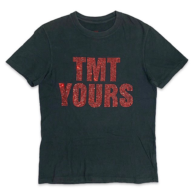 国内正規品■日本製 TMT YOURS BIG3 ラインストーン 装飾 ヴィンテージ加工 半袖 Tシャツ 黒赤 ブラック/レッド M アメカジ 古着_画像2