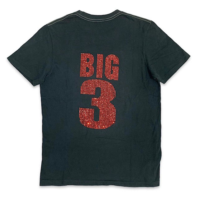 国内正規品■日本製 TMT YOURS BIG3 ラインストーン 装飾 ヴィンテージ加工 半袖 Tシャツ 黒赤 ブラック/レッド M アメカジ 古着_画像3