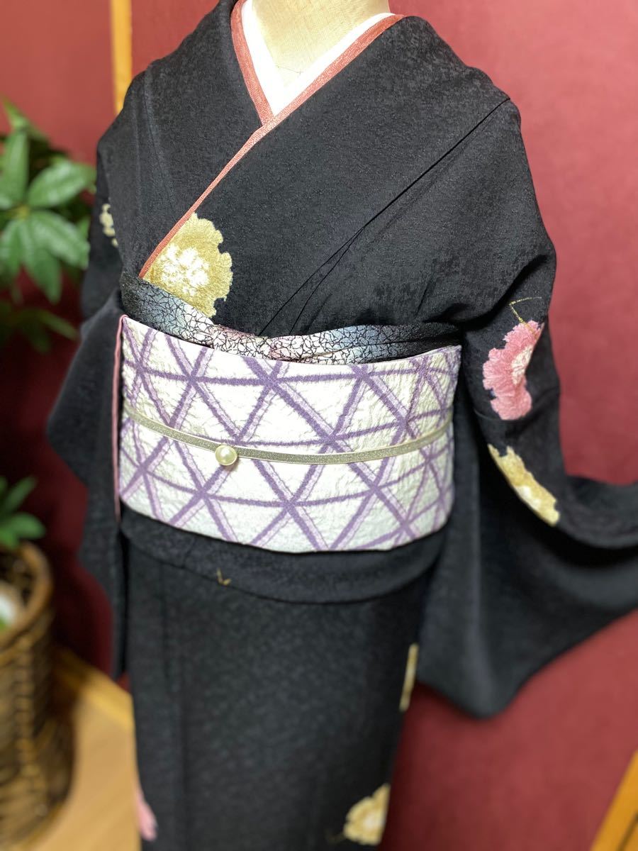 超人気のその他今年の新作から定番まで! 正絹 朧染め ブラック小紋 飛び柄 金彩