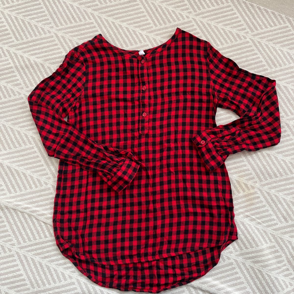 GAP KIDS 赤黒ネルチェックシャツ　140