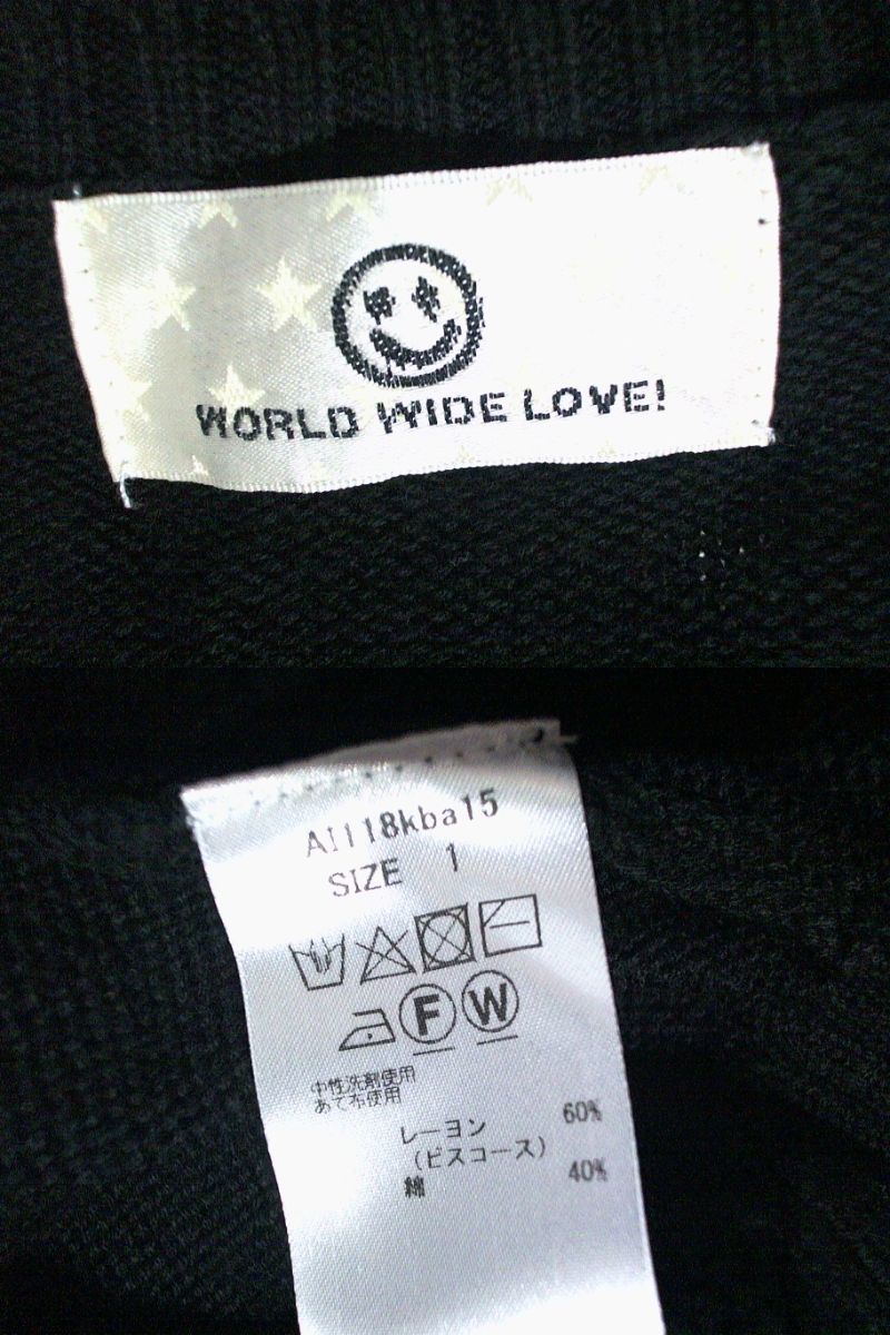 * World Wide Love [WORLD WIDE LOVE!] acrylic fiber light eyes knitted sweater pull over ound-necked 1 black black 