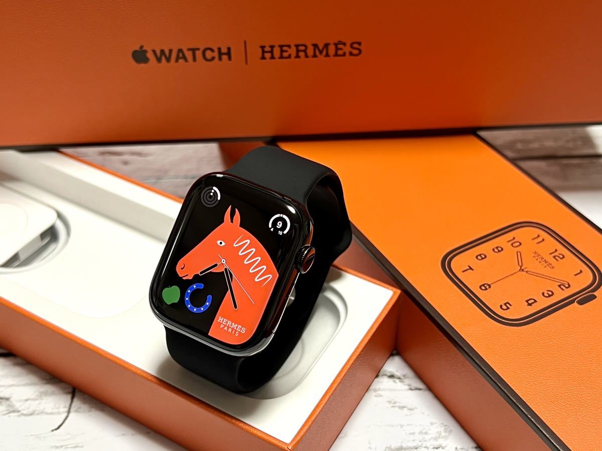 ★ 美品 バッテリー100% ★ アップルウォッチ エルメス Apple Watch HERMES Series 7 45mm スペースブラック  GPS Cellular 付属品未使用