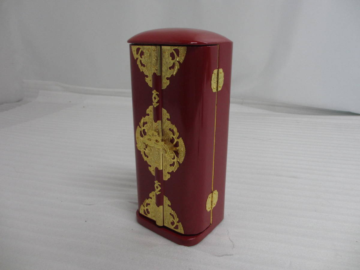 特別販売品】朱塗り 金具付丸厨子NO.2(内寸幅10約cm×高約23cm 特別販売品】朱塗り 金具付丸厨子NO.2(内寸幅10約cm×高約23cm