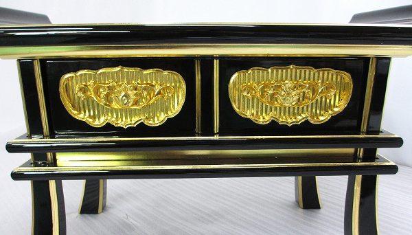 特別販売品】黒塗り 中京型経机 彫付き(幅60.5cm高36cm奥33 特別販売品】黒塗り 中京型経机 彫付き(幅60.5cm高36cm奥33