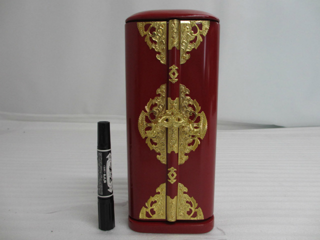 特別販売品】朱塗り 金具付丸厨子NO.2(内寸幅10約 特別販売品】朱塗り 金具付丸厨子NO.2(内寸幅10約