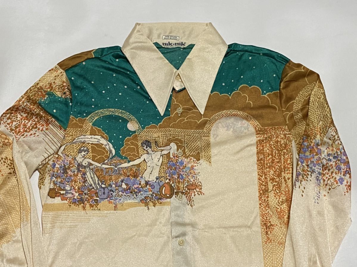 70's NIKNIK ナイロンシャツ Lサイズ ITALY製 ビンテージ古着