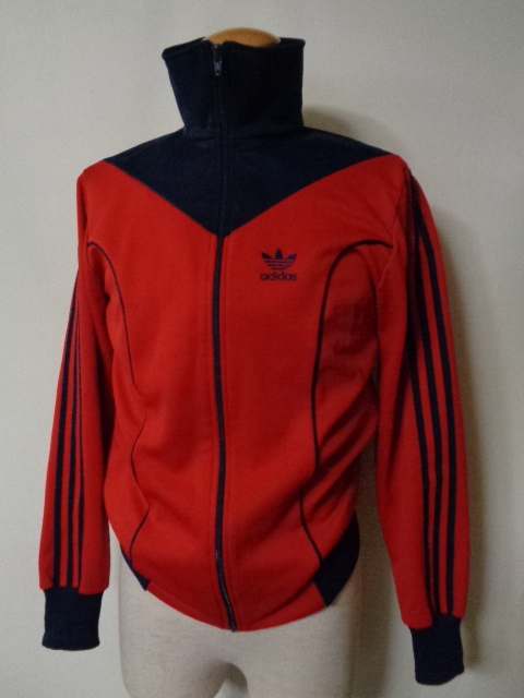 80s vintage adidas アディダス トレフォイル ジャージ トラック ジャケット 80年代 ビンテージ 赤 紺 トレフォイル ワンポイント_画像2