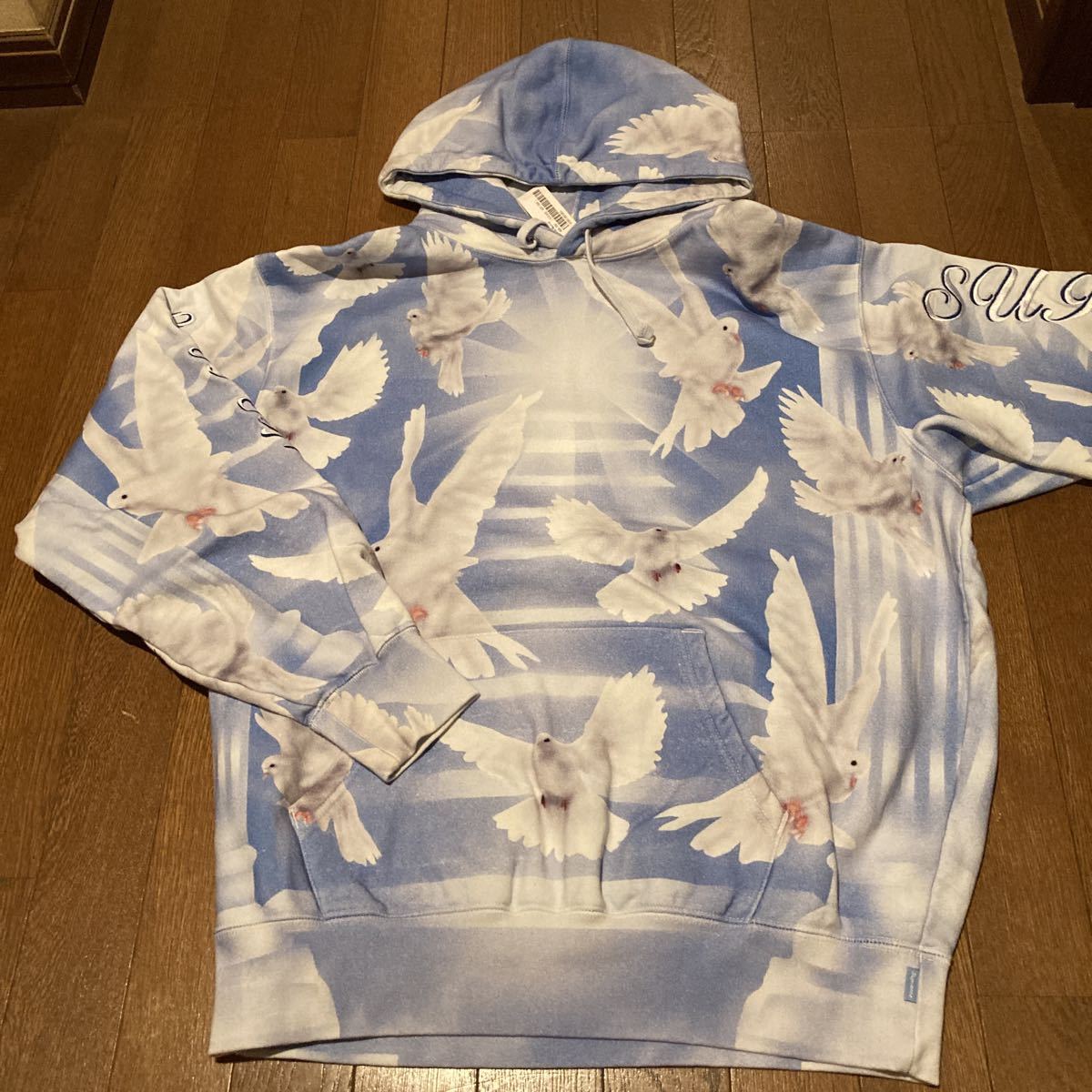 新品 22SS Supreme Doves Hoodie Sweatshirt M ダヴズ フーディー パーカー 鳩 鳩柄 ブルー 水色_画像1