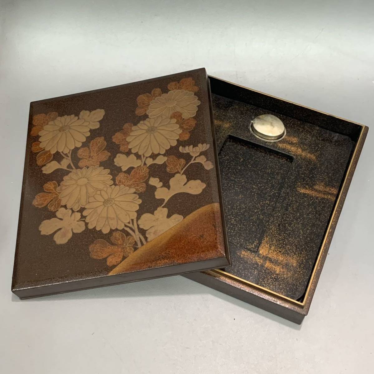 茴91)時代 硯箱 蒔絵 内金梨地 書道具 箱付 uberserra.com.br