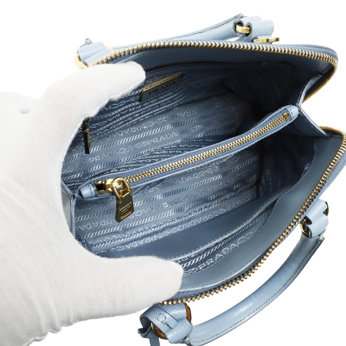 美品 プラダ PRADA ハンドバッグ 2WAY BL0838 - サフィアーノ ブルー