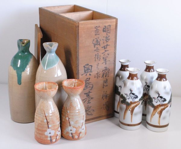 [IM] 徳利 3種 8本セット とっくり 酒器  酒瓶 陶器 縁起物 レトロ 伝統工芸品の画像1
