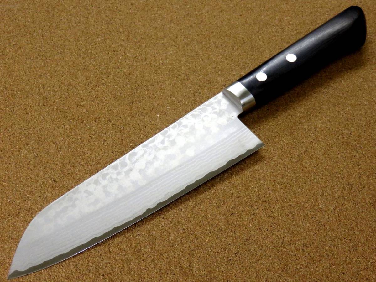 関の刃物 三徳包丁 17cm (170mm) 富士觀 鍛錬 17層ダマスカス V金10号 積層強化木 家庭用 野菜 魚処理 肉切 両刃万能包丁 文化包丁 日本製の画像3