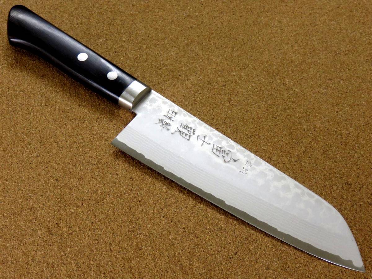 関の刃物 三徳包丁 17cm (170mm) 富士觀 鍛錬 17層ダマスカス V金10号 積層強化木 家庭用 野菜 魚処理 肉切 両刃万能包丁 文化包丁 日本製