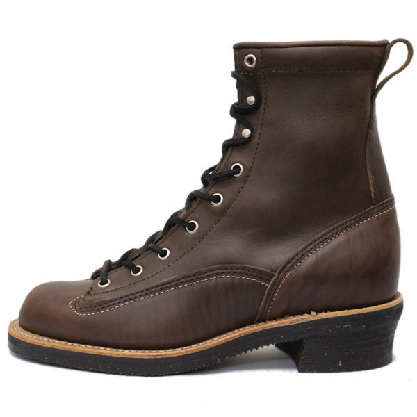 CHIPPEWA Chippewa 1935 8inch LACED-TO-TOE LOGGER BOOTS 8 -inch race tuturoga- boots CHOCOLATE-US9E- approximately 27cm