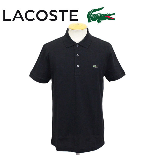 LACOSTE (ラコステ) PH7937L スリムフィット ソリッドポロシャツ 半袖 日本製 LC191 031ブラック 4-M