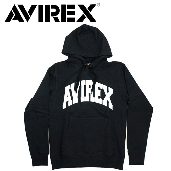 AVIREX (アヴィレックス) DAILY L/S SWEAT PULL PARKA LOGO デイリー ロングスリーブ スウェット プルパーカー ロゴ 783-5231003 09-Black-