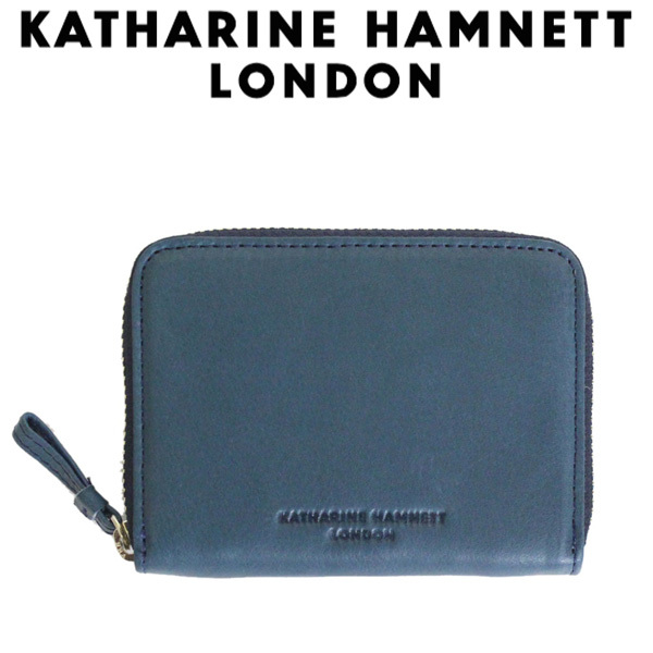 KATHARINE HAMNETT LONDON (キャサリンハムネット ロンドン) 490-57000 Soft ラウンドファスナー コインケース 32 ブルー_KATHARINE HAMNETT LONDON