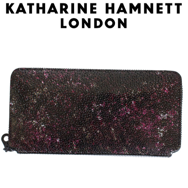 KATHARINE HAMNETT LONDON (キャサリンハムネット ロンドン) 490-52503 Garapagos ラウンドファスナー 束入れ ロングウォレット 全3色 43ワ_Garapagos