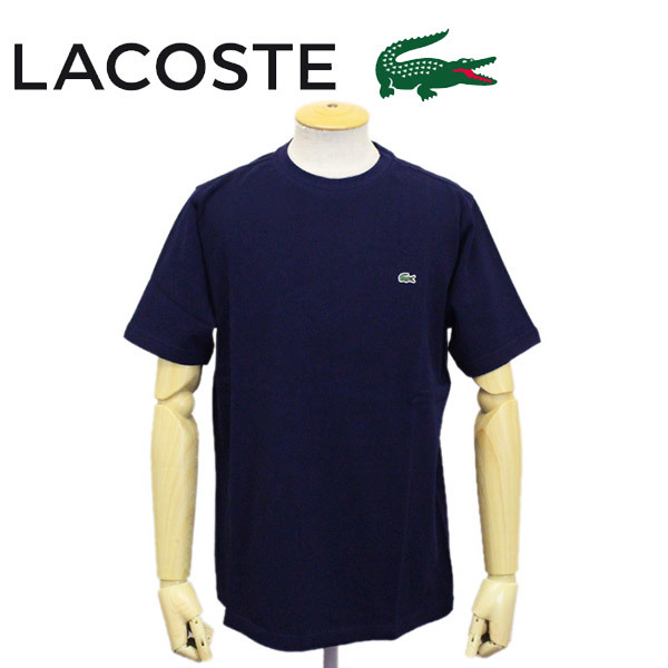 LACOSTE (ラコステ) TH635EN 鹿の子クルーネック Tシャツ 半袖 クラシックフィット LC195 166ネイビー