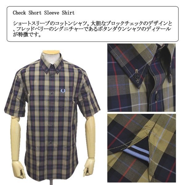 FRED PERRY (フレッドペリー) M1577 CHECK SHORT SLEEVE SHIRT チェック 半袖シャツ FP446 608 NAVY S_PERRY(フレッドペリー)正規取扱店T