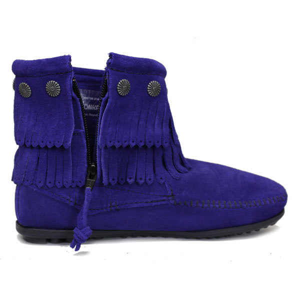 MINNETONKA(ミネトンカ) Double Fringe Side Zip Boot(ダブルフリンジサイドジップブーツ) #699F BLUE VIOLET レディース MT357-5.5(約22.5_ミネトンカ#699F