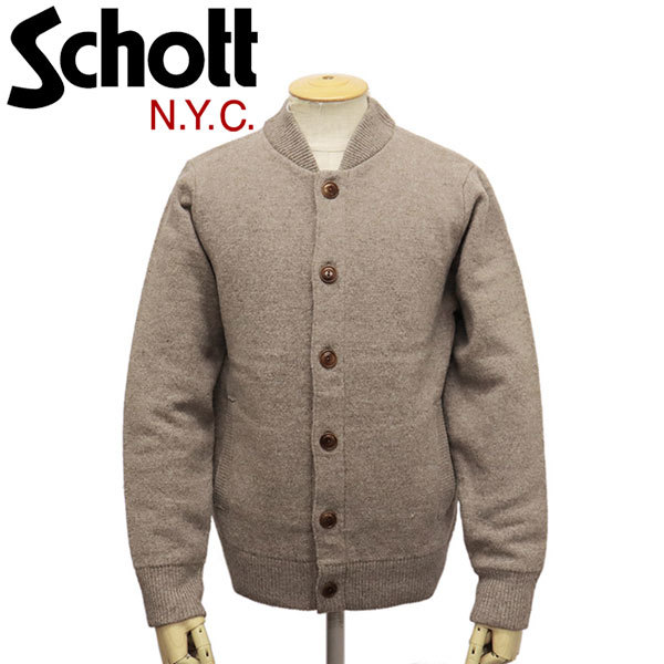 Schott (ショット) 46980 BUTTON FRONT CARDIGAN フロントボタン カーディガン 51BEIGE L