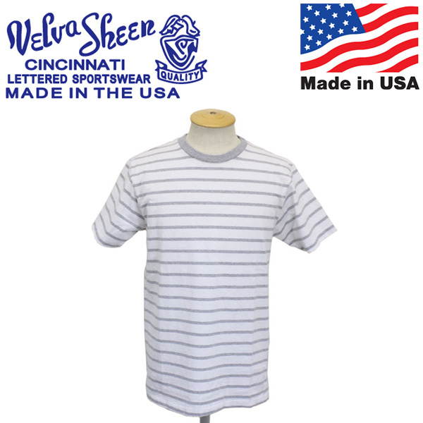 Velva Sheen (ベルバシーン) 161550U Uneven Border T-shirt アンイーブンボーダー 半袖Tシャツ アメリカ製 VLVS008 WHITExH・GREY Sの画像1