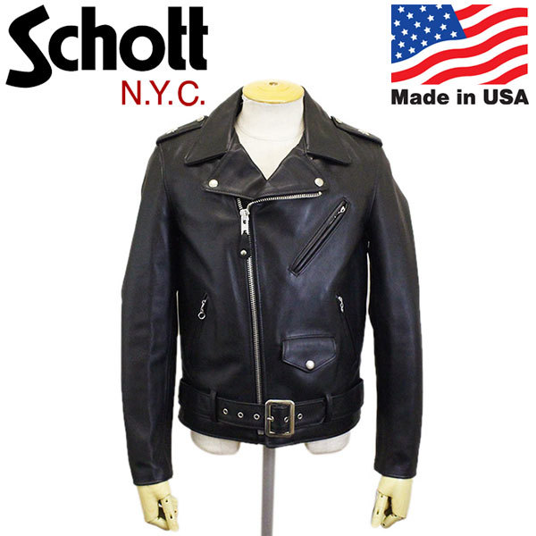 SCHOTT(ショット) 3950084 613UST VINTAGE ONESTAR RIDERS JACKET TALL(ヴィンテージワンスターライダースジャケット トール) BLACK-36イン_SCHOTT(ショット)正規取扱店THREEWOOD