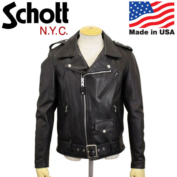 Schott (ショット) No.7577 516US ONE STAR NEW NAKED JKT ワンスター ニューネイキッド レザージャケット アメリカ製 09BLACK 36_Schott