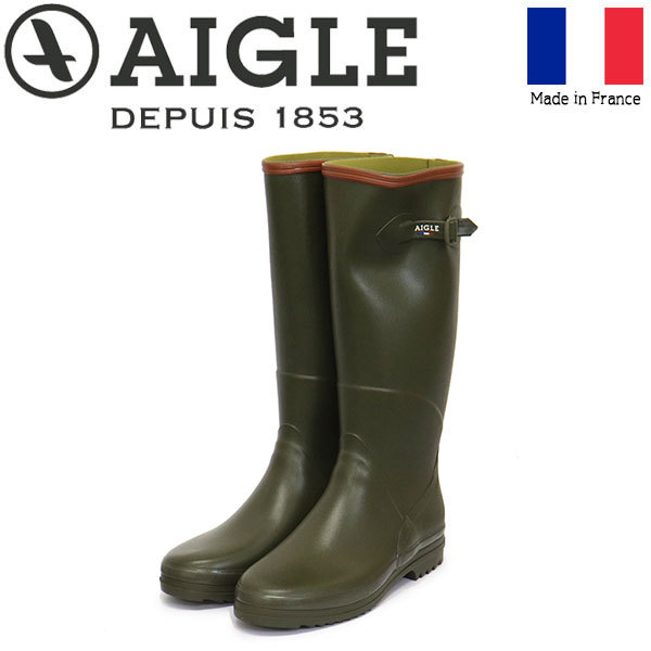 AIGLE (エーグル) ZZF8883 CHANTEBELLE 2 ラバー レディース ロングブーツ 007 KAKI フランス製 AGL035 37-約23.5cm_AIGLE