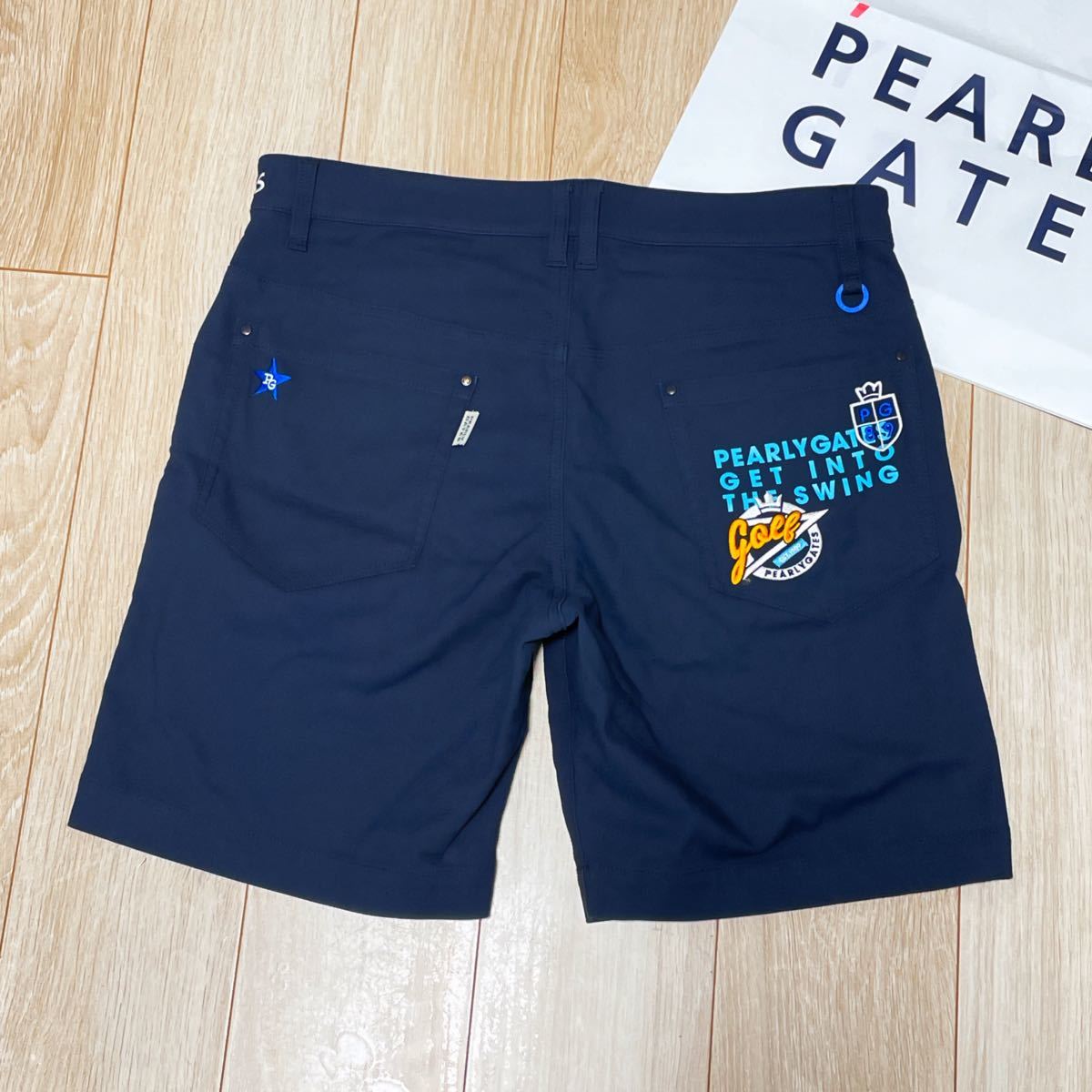 美品 パーリーゲイツ ハーフパンツ 5 ネイビー パンツ ゴルフウェア