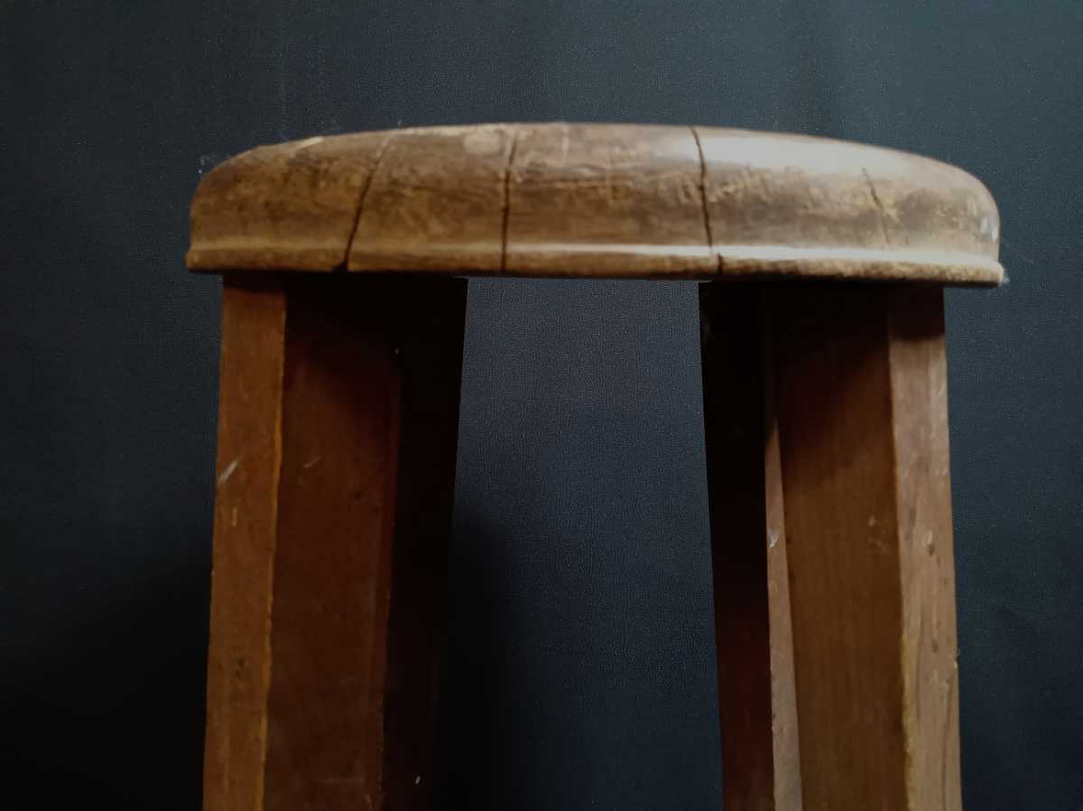 スツール 丸椅子 アンティーク 無垢 木製 花台 飾り台 昭和レトロ 