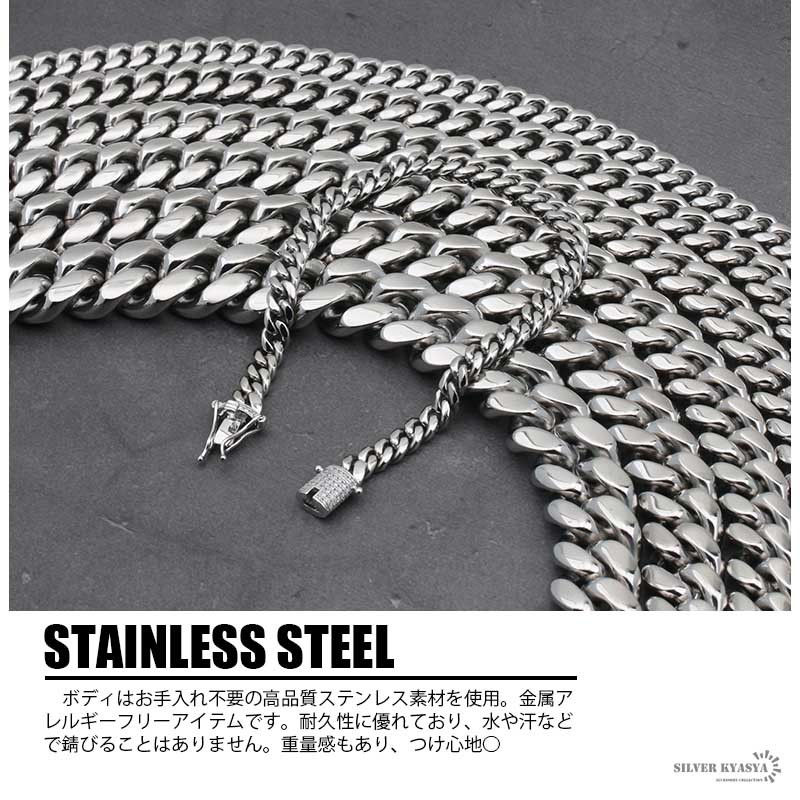 幅12mm STEEL ステンレス 喜平ブレスレット ブリンブリン CZ パヴェ 二重ロック B系 シルバー_画像3